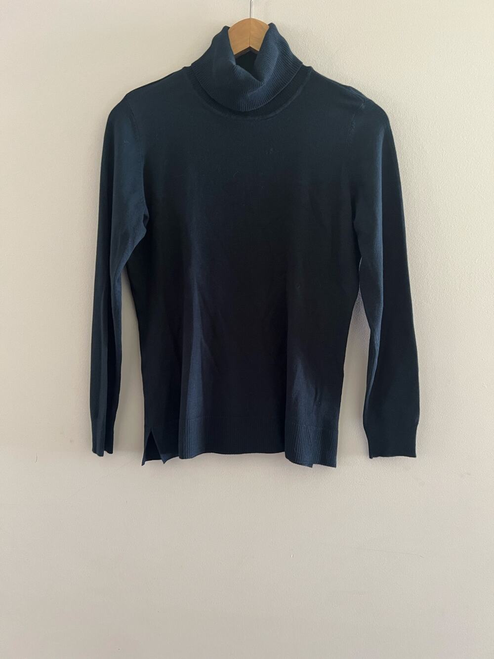 Alfani Rayon Turtleneck Sweater Dark Teal Stretchy Size Small JL